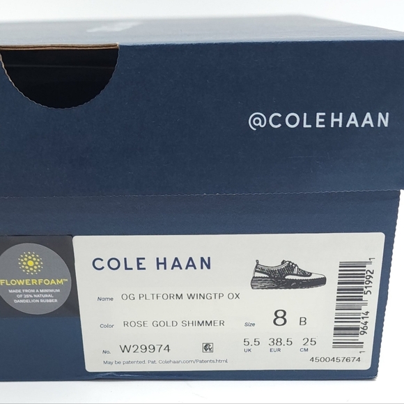 Cole Haan Women's Originalgrand Platform Wing Tip Oxford Rose Gold Shimmer - Picture 10 of 11